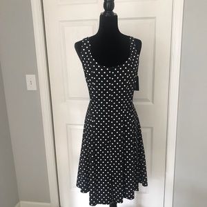 AGB Fit and Flare Black & White Polka Dot Dress. New with Tags. Size 14